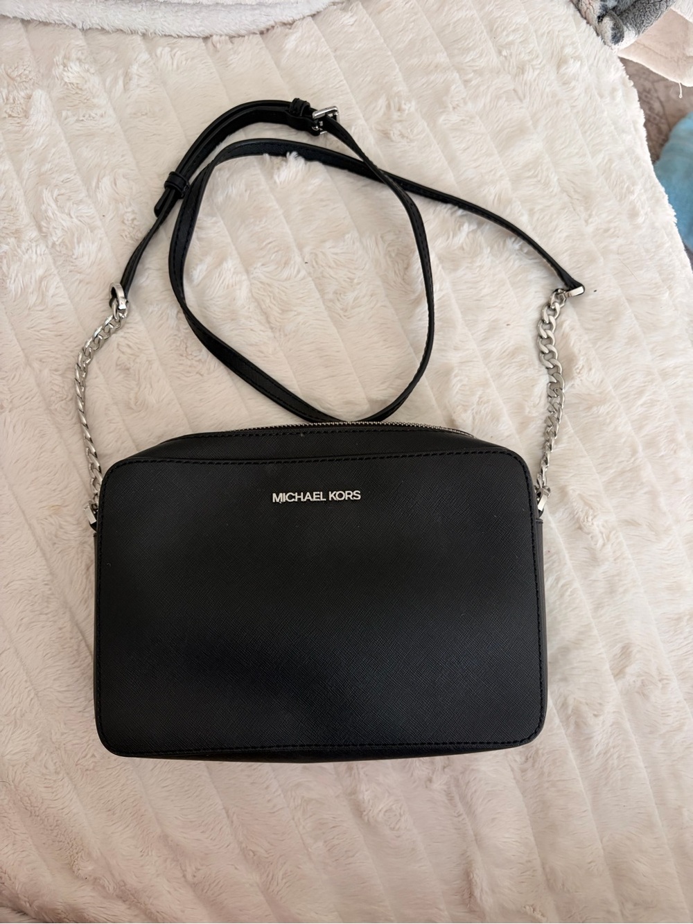 Michael Kors Black Saffiano Leather Chain Crossbody